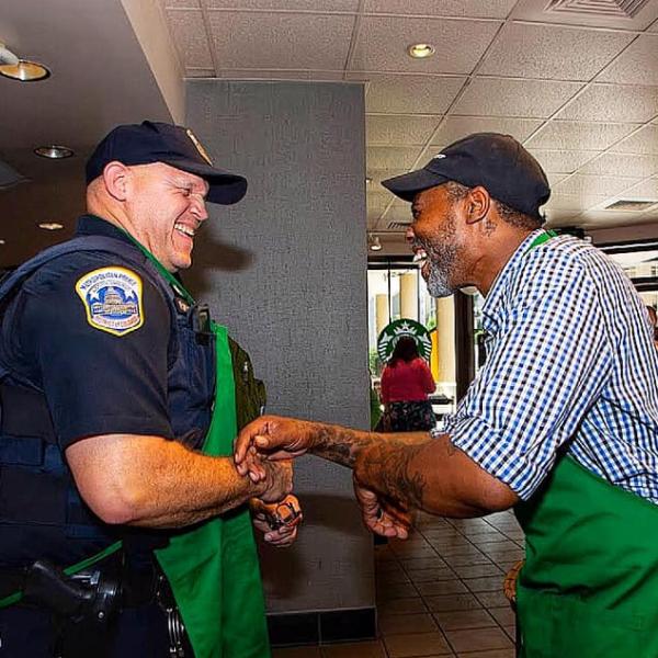 Officer engaging the community Officer engaging the community